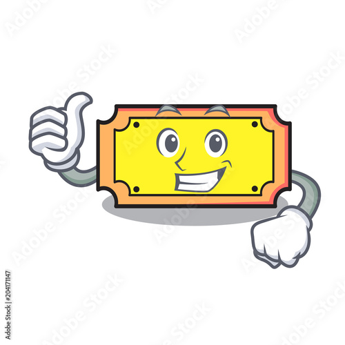 Thumbs up ticket character cartoon style