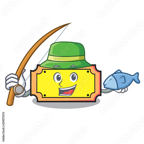 Fishing ticket mascot cartoon style