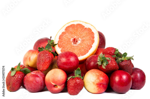 Strawberry apple grapefruit fresh fruits