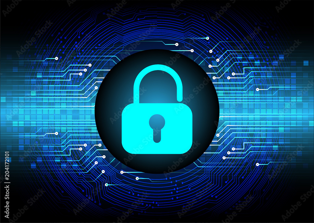 Safety concept, Closed Padlock on digital background, cyber security, Blue abstract hi speed internet technology background illustration. key vector Safety concept, Closed Padlock on digital background, cyber security, Blue abstract hi speed internet technology background illustration. key vector