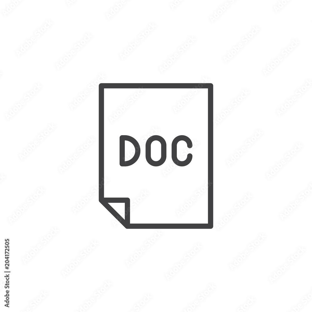 Doc file outline icon. linear style sign for mobile concept and web design. Paper document simple line vector icon. Symbol, logo illustration. Pixel perfect vector graphics Doc file outline icon. linear style sign for mobile concept and web design. Paper document simple line vector icon. Symbol, logo illustration. Pixel perfect vector graphics