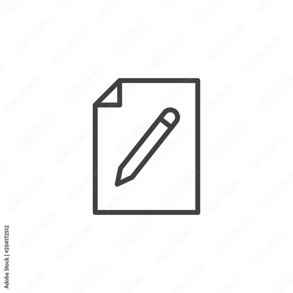 File edit outline icon. linear style sign for mobile concept and web design. Writing paper document simple line vector icon. Symbol, logo illustration. Pixel perfect vector graphics File edit outline icon. linear style sign for mobile concept and web design. Writing paper document simple line vector icon. Symbol, logo illustration. Pixel perfect vector graphics