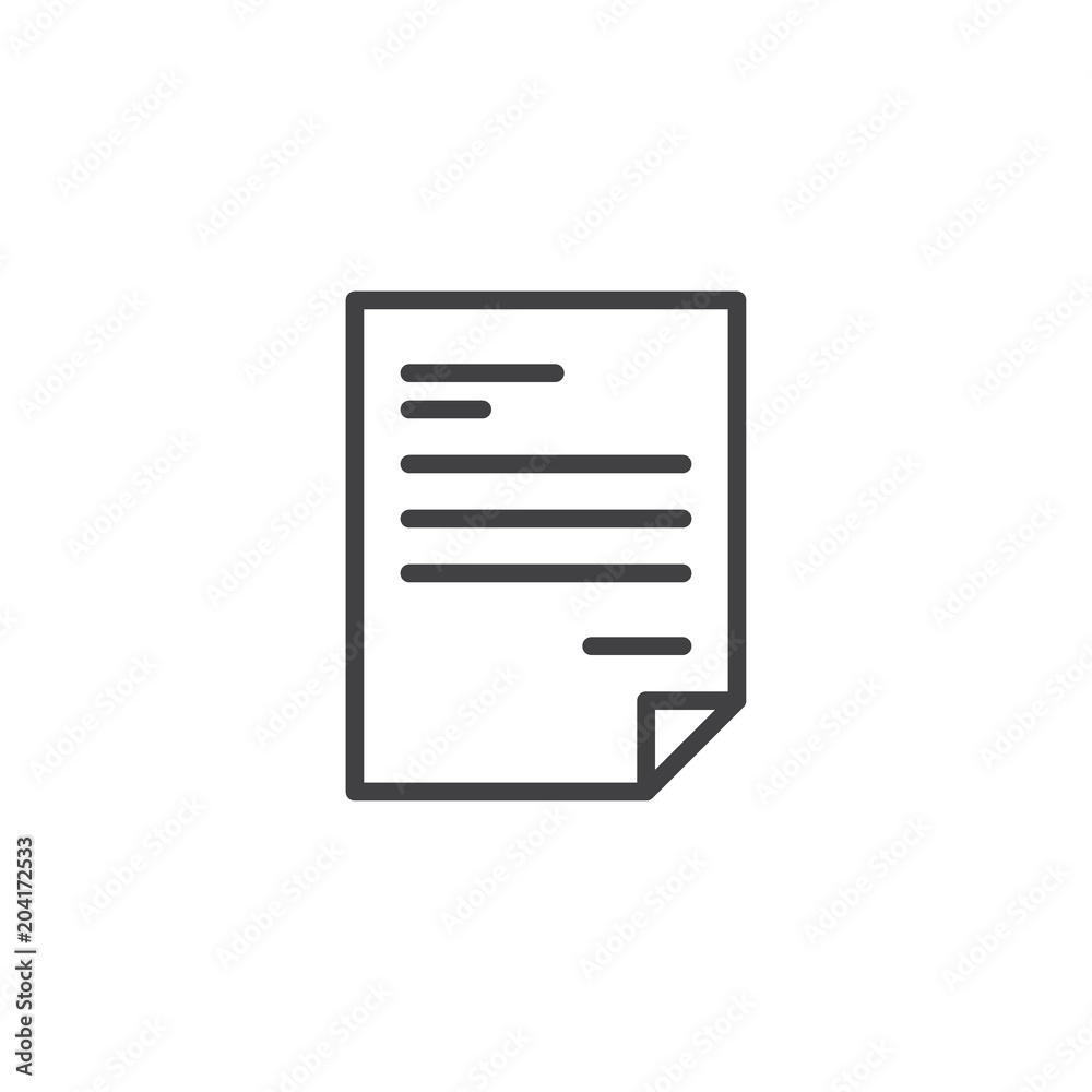 Paper document outline icon. linear style sign for mobile concept and web design. Document file simple line vector icon. Note symbol, logo illustration. Pixel perfect vector graphics Paper document outline icon. linear style sign for mobile concept and web design. Document file simple line vector icon. Note symbol, logo illustration. Pixel perfect vector graphics