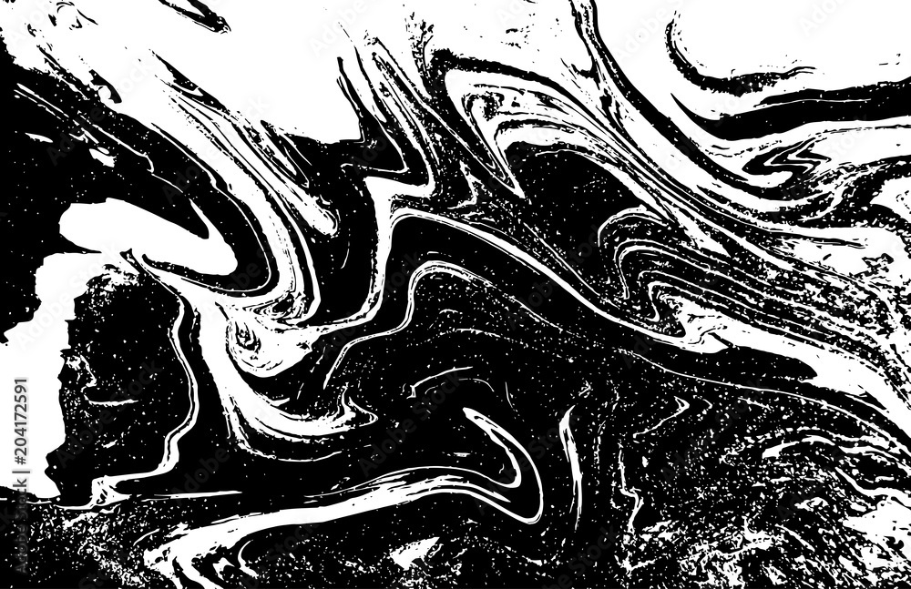 Black and white liquid texture. Hand drawn marbling illustration. Abstract vector background. Monochrome marble pattern. Black and white liquid texture. Hand drawn marbling illustration. Abstract vector background. Monochrome marble pattern.