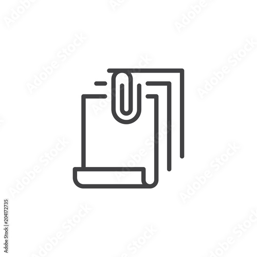 File attach outline icon. linear style sign for mobile concept and web design. Attachment documents with paper clip simple line vector icon. Symbol, logo illustration. Pixel perfect vector graphics