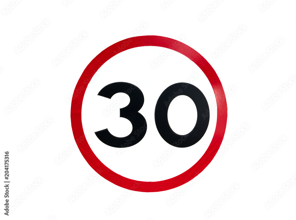 White Signs” Speed limit“ isolated at on white background of file with Clipping Path . White Signs” Speed limit“ isolated at on white background of file with Clipping Path .