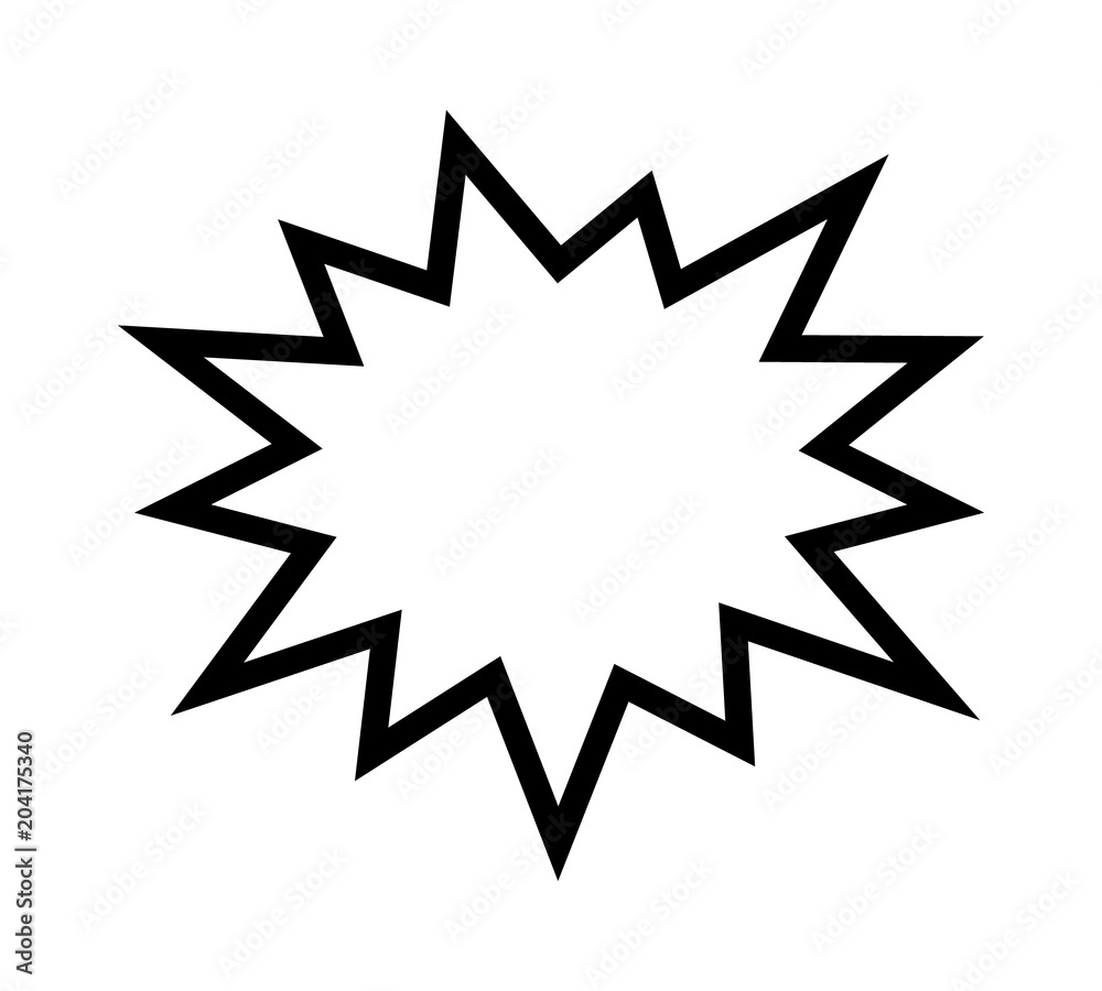 Blank or empty scream speech bubble / burst with white background line art vector icon for comic apps and websites
