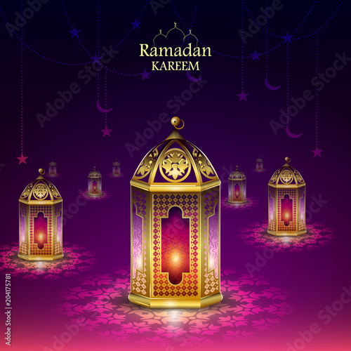 Islamic celebration background with text Ramadan Kareem