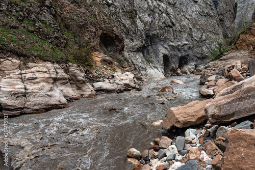 Fast mountain river in the gorge