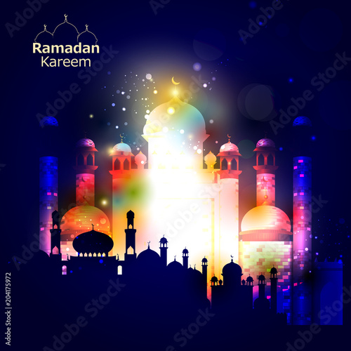 Islamic celebration background with text Ramadan Kareem