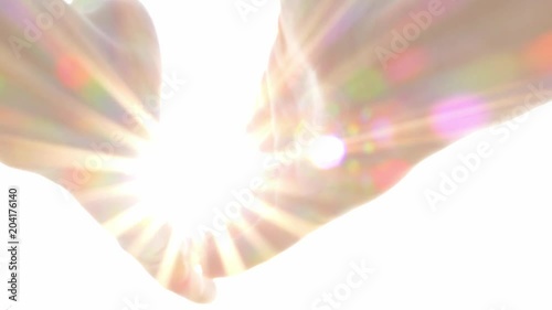 praying hands with brightness, blessing, god, angel