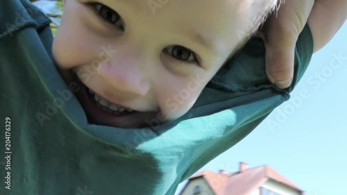 spinning boy slow motion, pov, summer, freedom and happiness, carefree