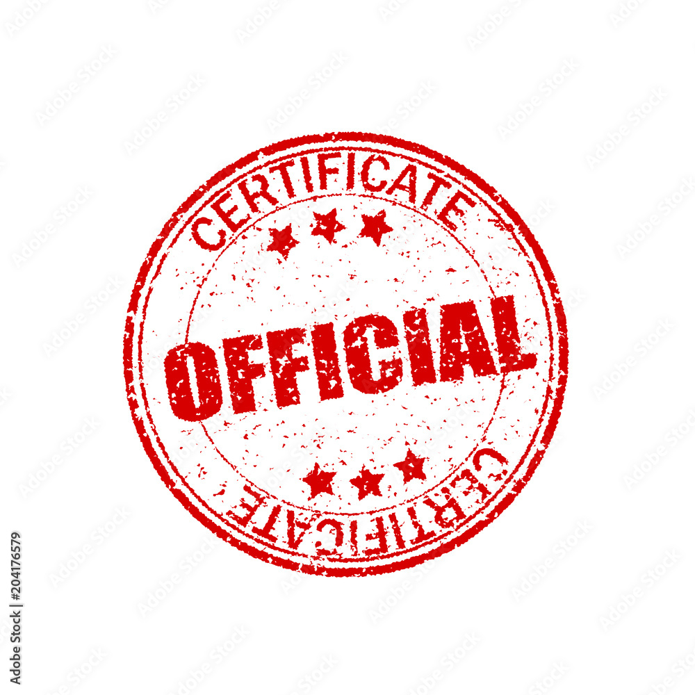 Red, retro shapes. Official certificate. Round rubber texture. Vintage stamp on white background. Circle grunge element for seal . Crack effect Red, retro shapes. Official certificate. Round rubber texture. Vintage stamp on white background. Circle grunge element for seal . Crack effect