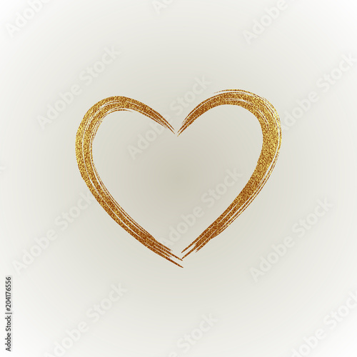 Gold Heart . Grunge stamps. Love shape for your design.