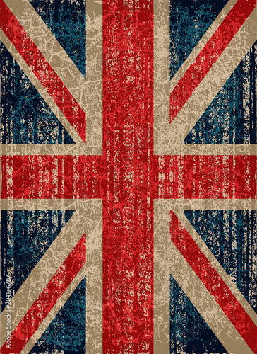 Grunge Flag of Great Britain, United Kingdom flag. with grunge texture.Vector.