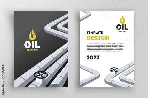 Oil Silver Valve Flyer Brochure Design. Front and back template design cover. Business flyer size A4 template.