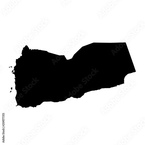 Fotografie black silhouette country borders map of Yemen on white background