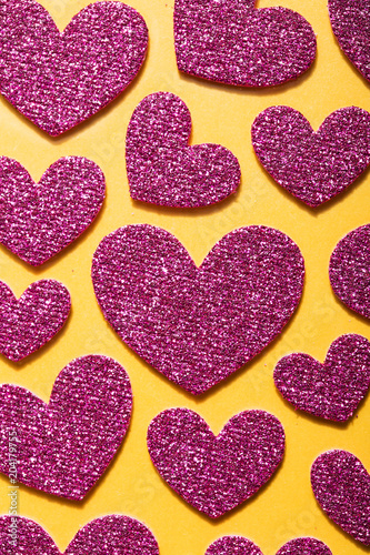Background for Valentines Day with Shimmering Hearts 