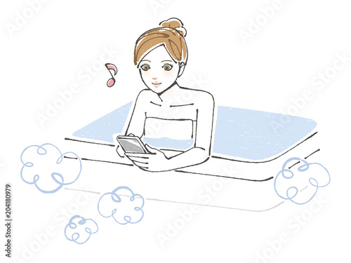 女性 入浴 スマートフォン