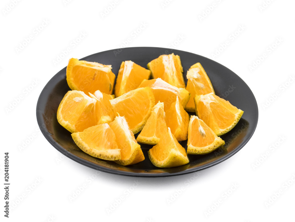 Fresh Orange Fruit Slices isolated on white background