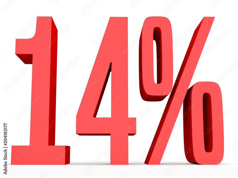 Fourteen percent off. Discount 14 %.