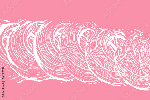 Natural soap texture. Actual bright pink foam trace background. Artistic extra soap suds. Cleanliness, cleanness, purity concept. Vector illustration.