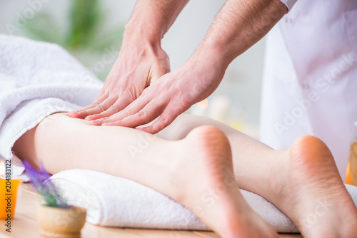 Foot massage in medical spa