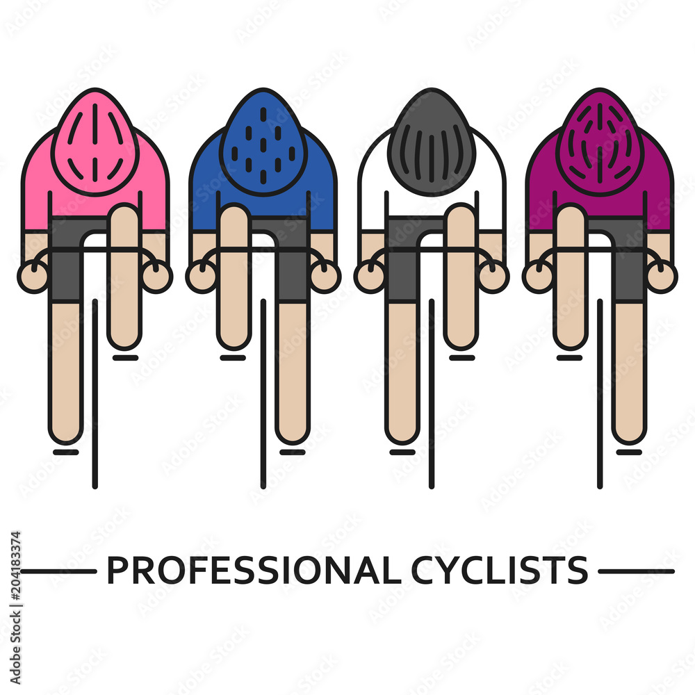 Fototapeta premium Four flat bicyclists