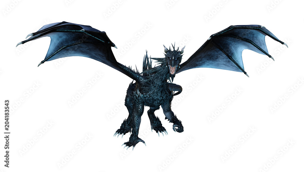 Fototapeta premium Renderowania 3D Fantasy Black Dragon na białym tle