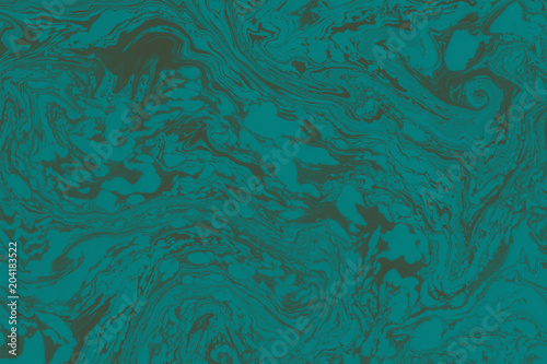 Suminagashi marble texture hand painted with teal ink. Digital paper 1054 performed in traditional japanese suminagashi floating ink technique. Fine liquid abstract background.
