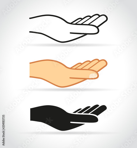 open hand icons on white background