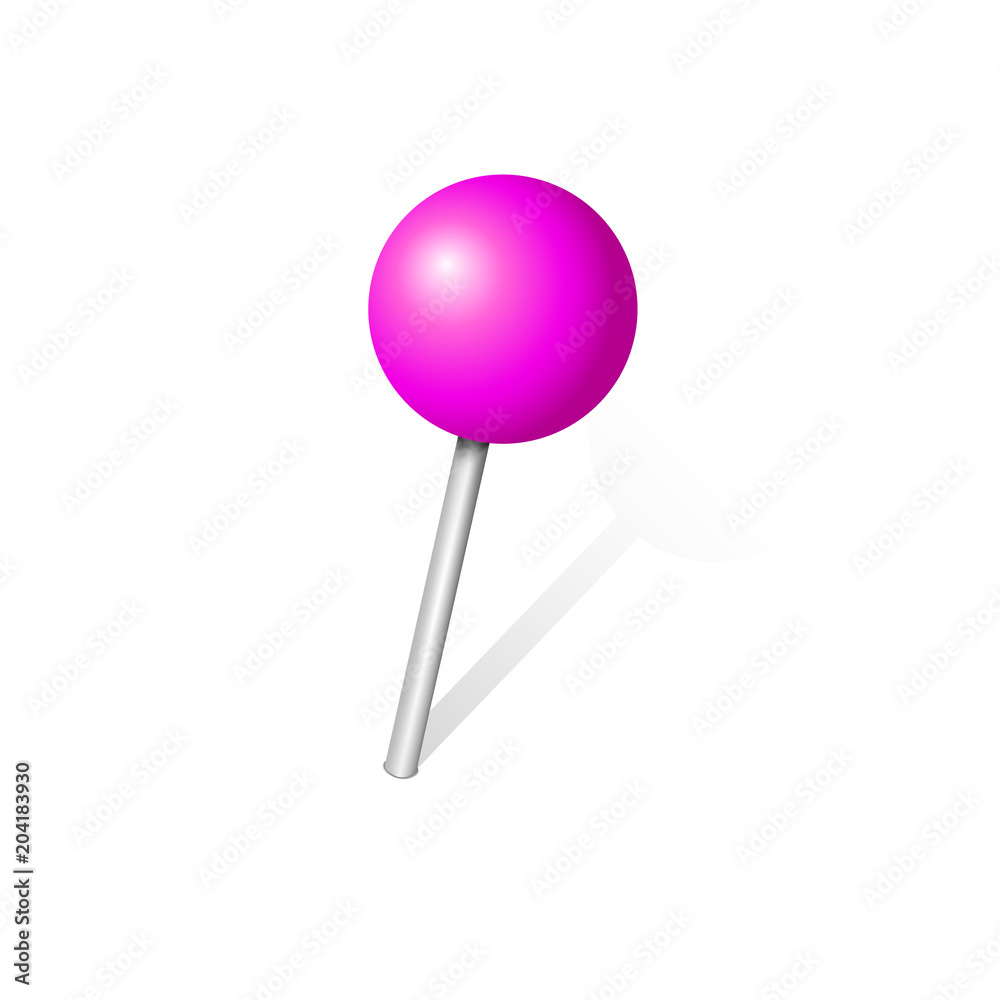 Globular push pin icon isolated on white background
