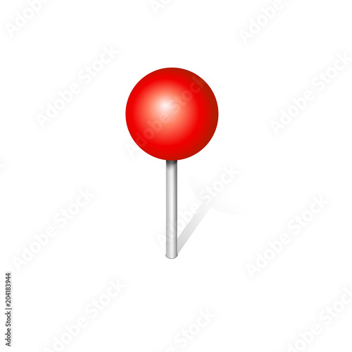 Circular red push pin. Paper mark icon illustration