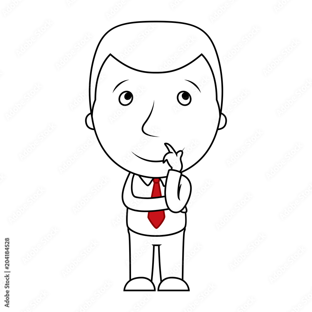 Businessman line cartoon face thinking expression Businessman line cartoon face thinking expression