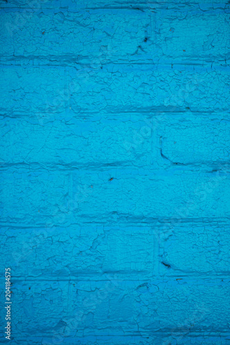 blue brick wall background. Texture of painted brick.