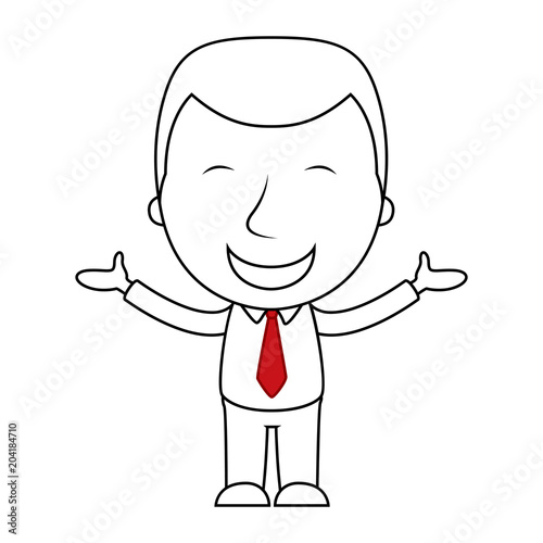 Businessman line cartoon face happy expression