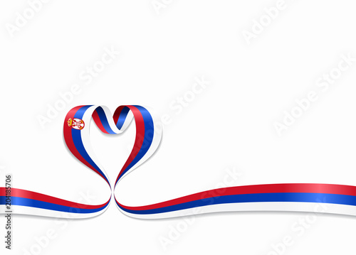 Canvastavla Serbian flag heart-shaped ribbon. Vector illustration.