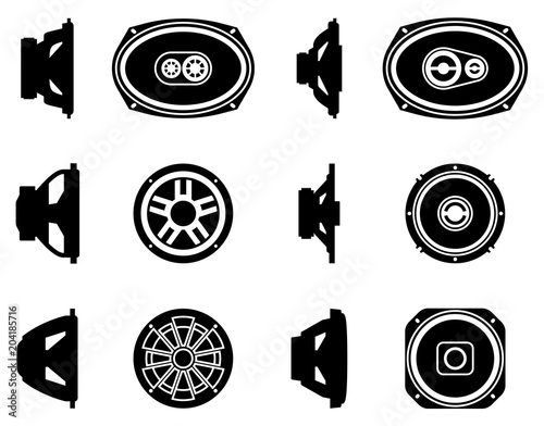 Sound equipment for music experience. Speaker. Silhouette vector