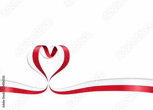 Polish flag heart-shaped ribbon. Vector illustration.