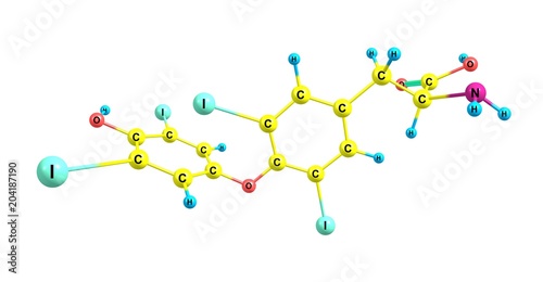 Levothyroxine molecular structure isolated on white