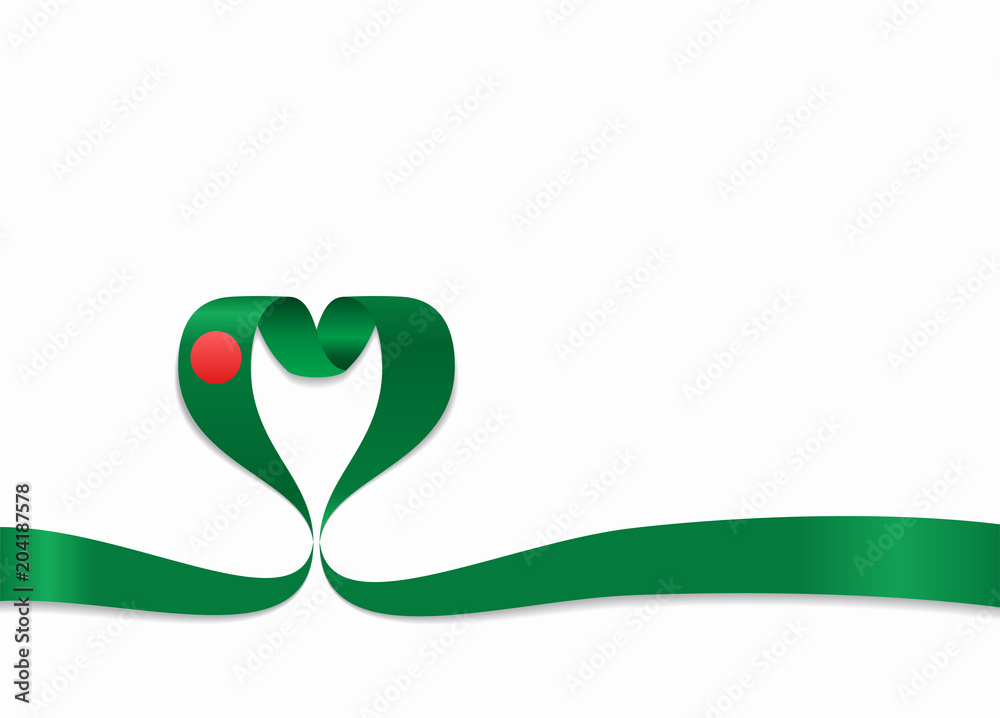 Bangladeshi flag heart-shaped ribbon. Vector illustration. Bangladeshi flag heart-shaped ribbon. Vector illustration.