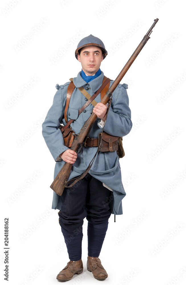 French soldier 1914 1918, November 11th, on white French soldier 1914 1918, November 11th, on white