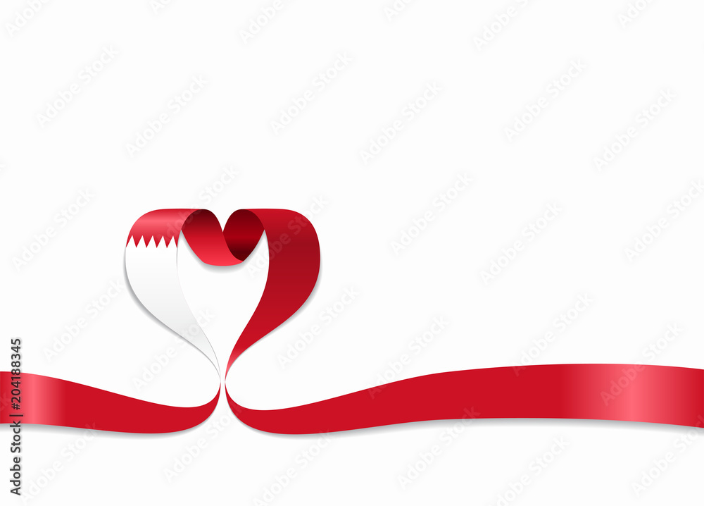 Bahrain flag heart-shaped ribbon. Vector illustration. Bahrain flag heart-shaped ribbon. Vector illustration.