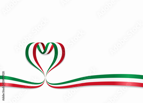 Italian flag heart-shaped ribbon. Vector illustration.