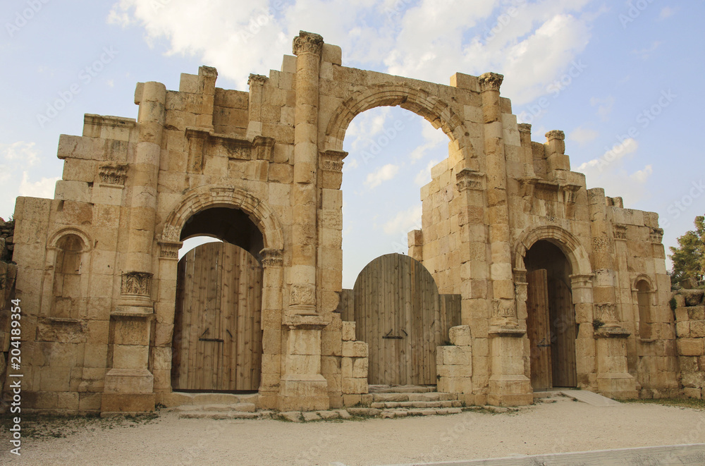 South gate of the Ancient Roman city of Gerasa, modern Jerash, Jordan