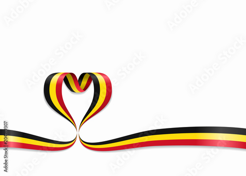 Belgian flag heart-shaped ribbon. Vector illustration.