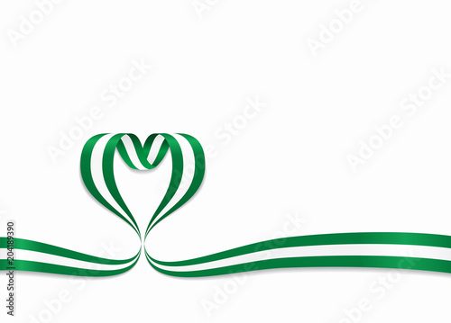 Quadro su tela Nigerian flag heart-shaped ribbon. Vector illustration.