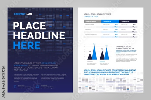 Brochure Layout template in techno style, cover design background. Can be adapt to Annual Report, Magazine, Poster, Corporate Presentation.