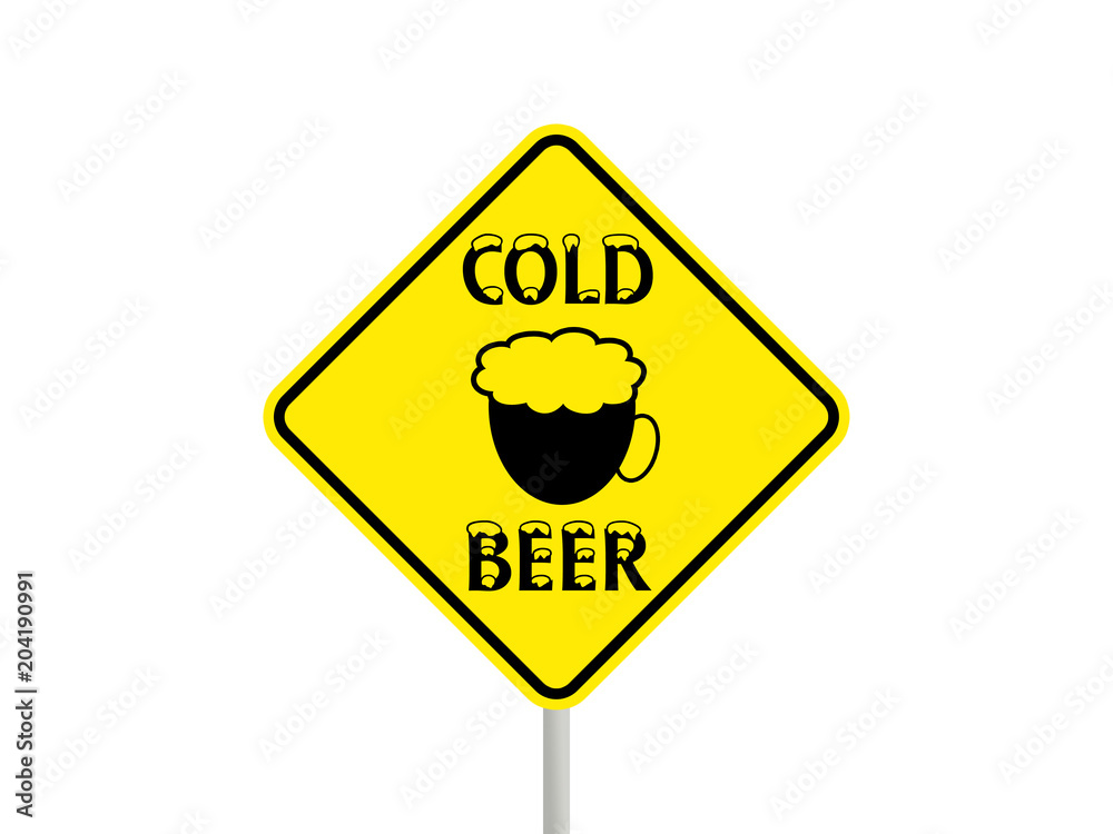 Sign with glass of cold beer. Sign with glass of cold beer.