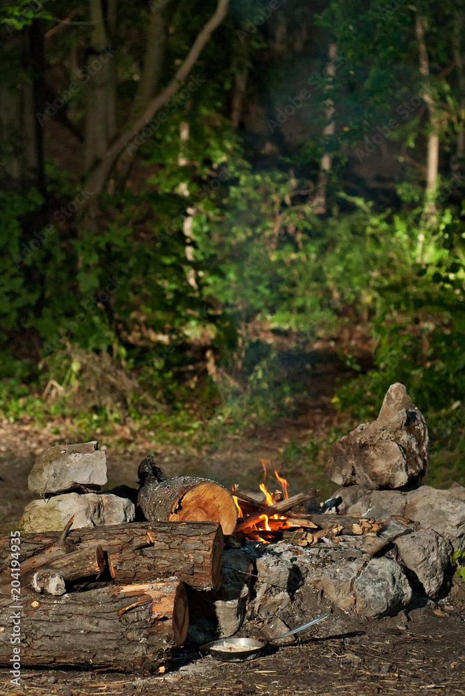 Obraz premium fire on the nature in the hike